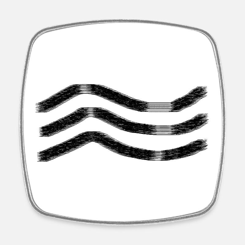 Ligne ondulée noire et blanche - Magnet carré - blanc