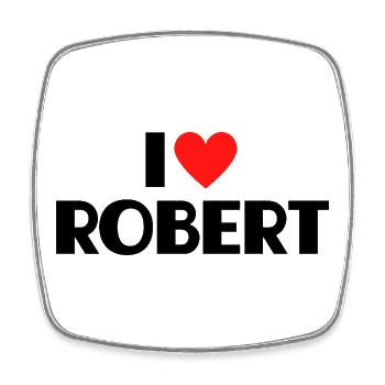 I love Robert Rotes Herz Liebe Fan Geschenk - Viereckiger Kühlschrankmagnet - Weiß - Vorne