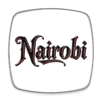 Nom de la ville de Naïrobi en style gothique - Magnet carré - blanc - Devant