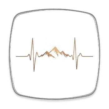 Gebirgslandschaft mit Herzschlag-Motiv - Viereckiger Kühlschrankmagnet - Weiß - Vorne