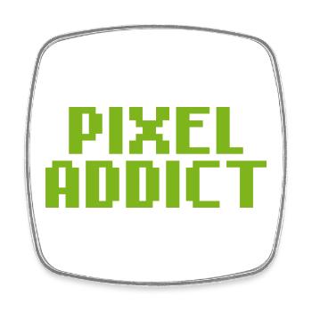 Pixel Addict geek rétro gaming - Magnet carré - blanc - Devant