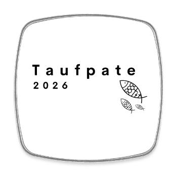 Taufpate 2026 Fische 3 Kreuze minimalistisch - Viereckiger Kühlschrankmagnet - Weiß - Vorne