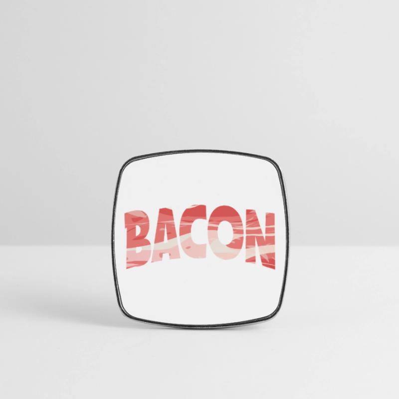 Backward Turned Bacon Illustration Square fridge magnet