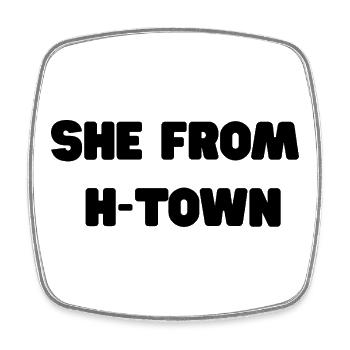 Elle de h-town Slogan - Magnet carré - blanc - Devant