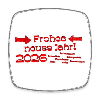 Neujahrswünsche Text rot Frohes neues Jahr 2026 - Viereckiger Kühlschrankmagnet - Weiß - Vorne