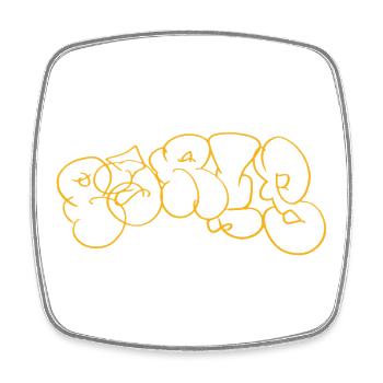 Orangene Linien-Skizze Paris Street Art Souvenir - Viereckiger Kühlschrankmagnet - Weiß - Vorne