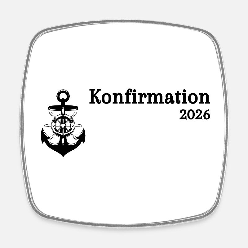 Konfirmation 2026 Glaube christlich Anker Ruder - Viereckiger Kühlschrankmagnet - Weiß