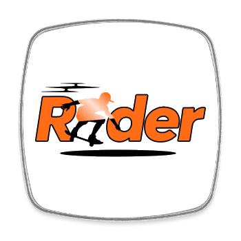 Fahrersilhouette auf Orange - Viereckiger Kühlschrankmagnet - Weiß - Vorne