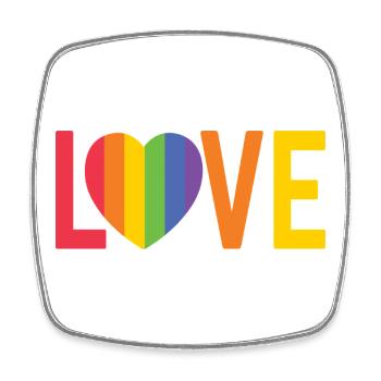 Coeur arc-en-ciel LOVE Design - Magnet carré - blanc - Devant