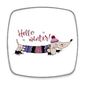 Hello Winter - Viereckiger Kühlschrankmagnet - Weiß - Vorne