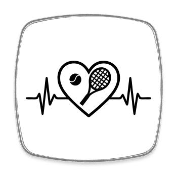Coeur de tennis - Magnet carré - blanc - Devant