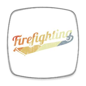 Feuerwehr Vintage Look - Viereckiger Kühlschrankmagnet - Weiß - Vorne