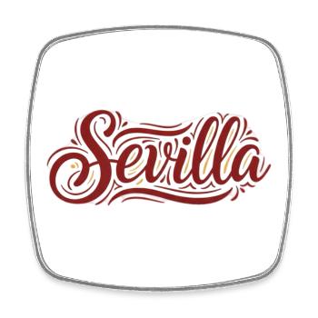 T-shirt Seville Vintage Script - Magnet carré - blanc - Devant