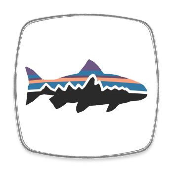 Berg Hai Fisch Silhouette Surfer Wandern Abenteuer - Viereckiger Kühlschrankmagnet - Weiß - Vorne