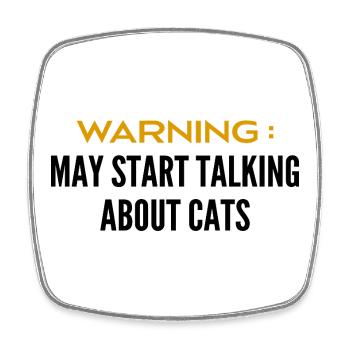 Attention Peut Parler De Chats - Magnet carré - blanc - Devant
