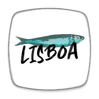 Lisbon Sardine illustration Portugal in summer - Square fridge magnet - white - Front