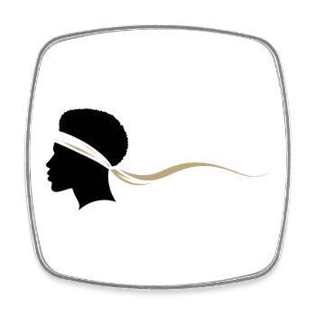 Minimalist Black And White Afro - Square fridge magnet - white - Front
