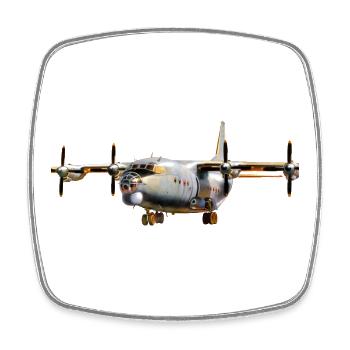 Silhouette d’avion de transport vintage - Magnet carré - blanc - Devant