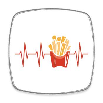 Pommes Herzschlag – Lustiges Food Design - Viereckiger Kühlschrankmagnet - Weiß - Vorne
