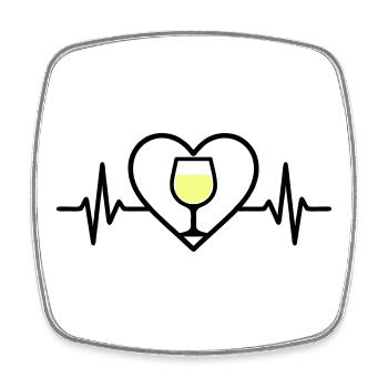 Wein Weinglas Herz Weißwein - Viereckiger Kühlschrankmagnet - Weiß - Vorne