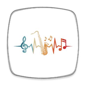 Saxophone Heartbeat Saxophoniste Musicien Saxophone - Magnet carré - blanc - Devant