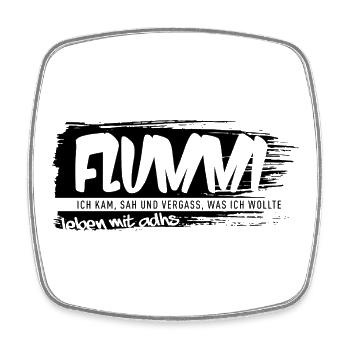 FLUMMI – Living with ADHD - Square fridge magnet - white - Front