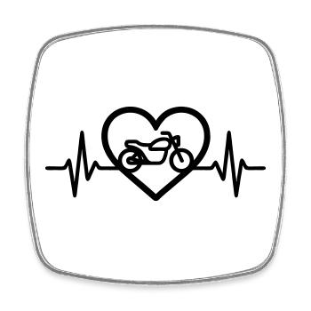 Motorcycle Heart Biker Passion - Square fridge magnet - white - Front