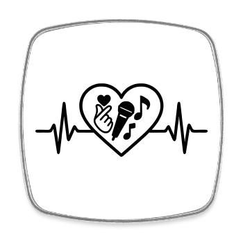 K-pop Coeur Doigt Coeur Micro Musique - Magnet carré - blanc - Devant
