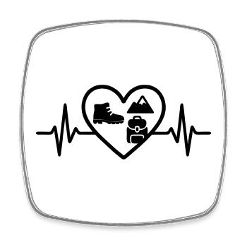 Randonnée Coeur Chaussure Sac à dos Montagnes - Magnet carré - blanc - Devant