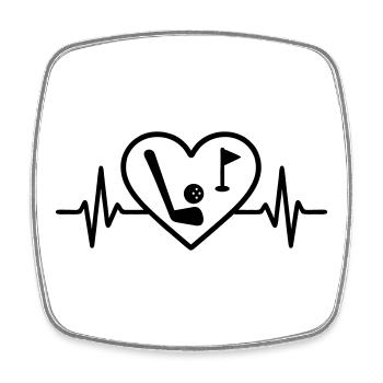 Golf Heart Club Ball Flag - Square fridge magnet - white - Front