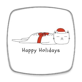 Funny cat Christmas - Square fridge magnet - white - Front