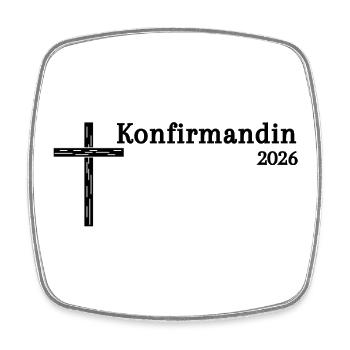 Confirmation 2026 Confirmation simple wooden cross - Square fridge magnet - white - Front