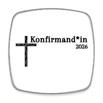 gendergerechte Konfirmation 2026 feiern Kreuz - Viereckiger Kühlschrankmagnet - Weiß - Vorne