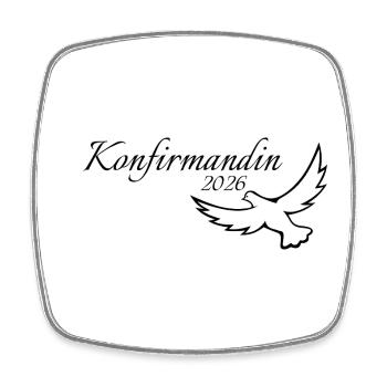 Konfirmation 2026 Konfirmandin Taube fliegt hoch  - Viereckiger Kühlschrankmagnet - Weiß - Vorne