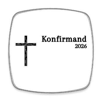 Confirmation 2026 Confirmation Simple Wooden Cross - Square fridge magnet - white - Front