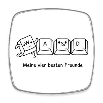 Gamer Friends: WASD | Funny saying for gamers - Square fridge magnet - white - Front