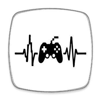 Heartbeat Gamer, Gamecontroller Strichzeichnung Design - Viereckiger Kühlschrankmagnet - Weiß - Vorne