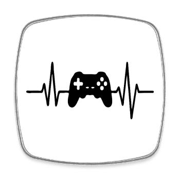 Heartbeat Gamer, Gamecontroller Strichzeichnung Design - Viereckiger Kühlschrankmagnet - Weiß - Vorne