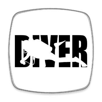 Classic Diver Design – Depth & Adventure - Square fridge magnet - white - Front