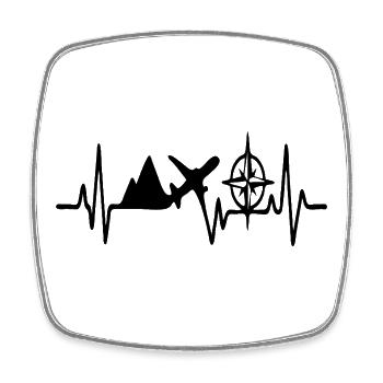 Adventure Heart with Compass Plane and Mountains - Square fridge magnet - white - Front