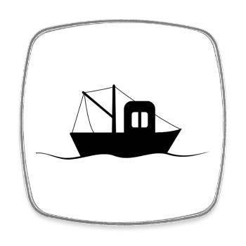 Fishing Cutter Silhouette, Small Ship - Square fridge magnet - white - Front