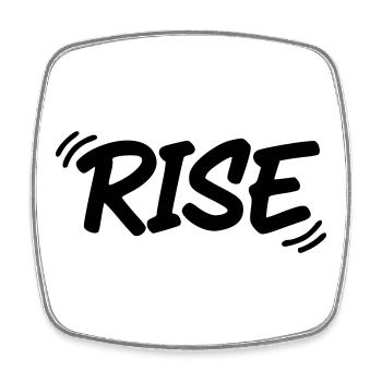 RISE | Motivational graffiti lettering - Square fridge magnet - white - Front
