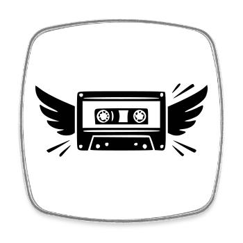 Retro Musikkassette mit Flügeln | 80er & 90er - Viereckiger Kühlschrankmagnet - Weiß - Vorne