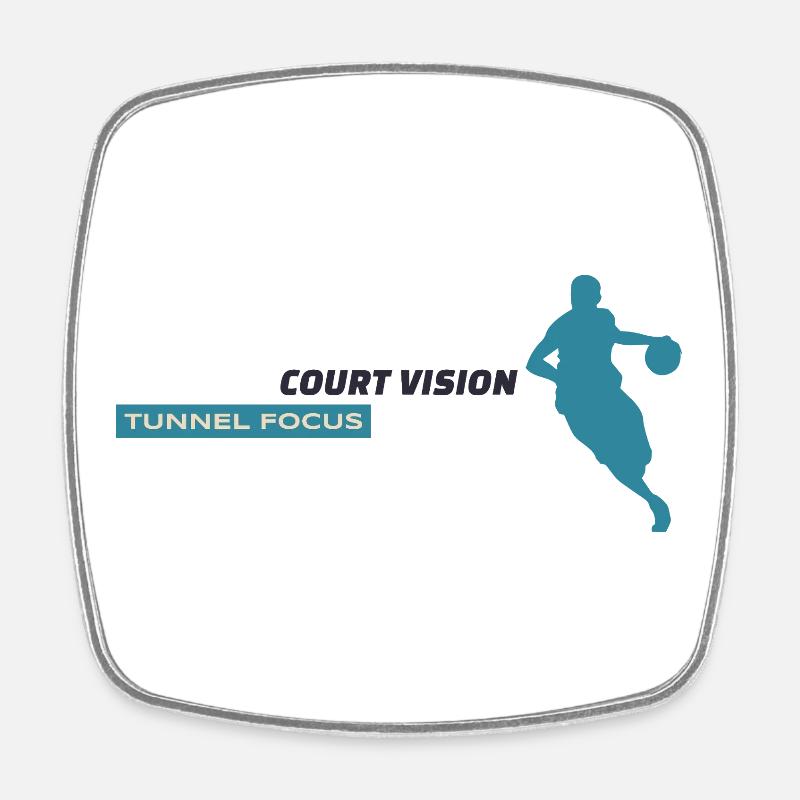 Vision de la cour. Tunnel Focus. – Design bleu - Magnet carré - blanc