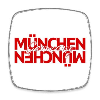Munich Germany Script Overlay - Square fridge magnet - white - Front