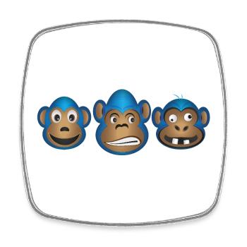 Blue Monkey Trio Expressions - Viereckiger Kühlschrankmagnet - Weiß - Vorne