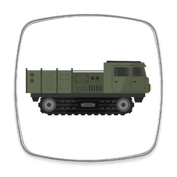 Camion militaire - Magnet carré - blanc - Devant