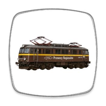 Lokomotive Retro Przewozy Regionalne EU07 PKP - Viereckiger Kühlschrankmagnet - Weiß - Vorne