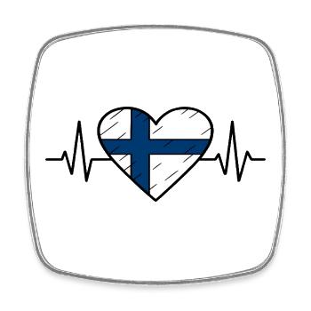 Finnland Heartbeat Line Flagge Liebe Reise Design - Viereckiger Kühlschrankmagnet - Weiß - Vorne