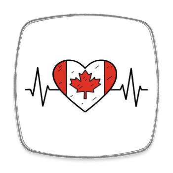 Canada Heartbeat Line Drapeau Amour Voyage Design - Magnet carré - blanc - Devant